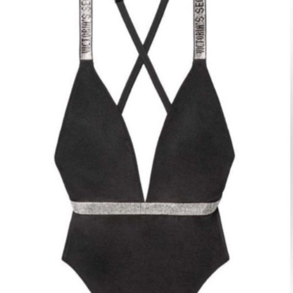 Victoria's Secret Black One-Piece with Silver Band